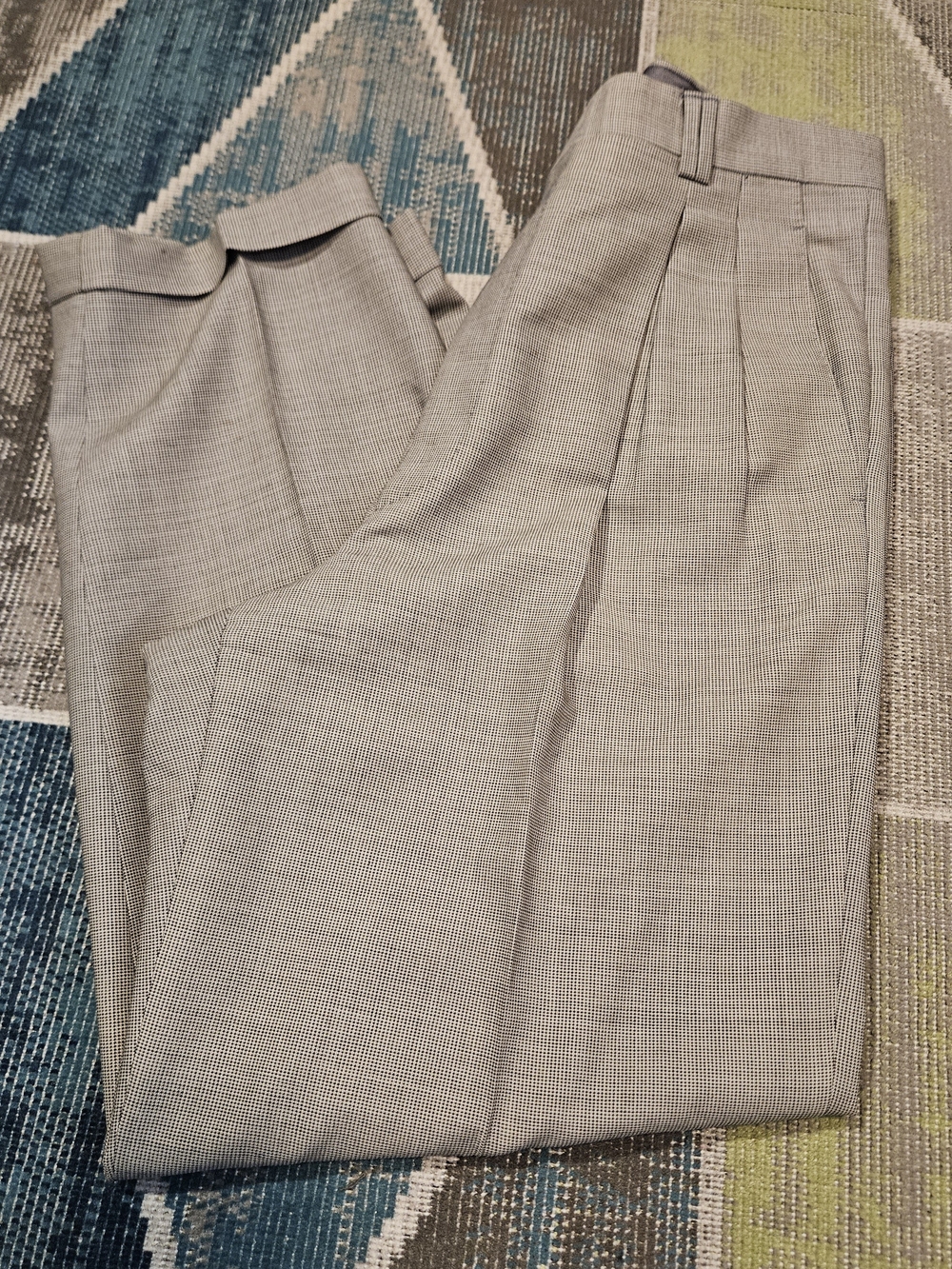 Ravazzolo for Barcelino Men's Wool Trousers Pleated Cuffed Gray
